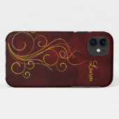 Elegant Red Gold Swirl Case-Mate iPhone Case (Achterkant (horizontaal))
