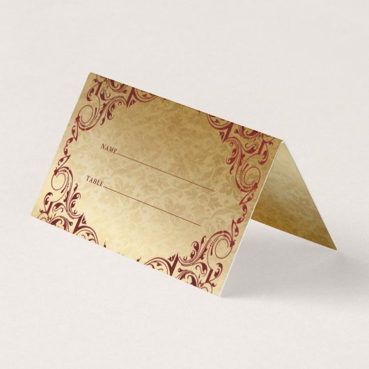 Elegant Red Gold Table Place-kaarten Kaart (Voorkant)