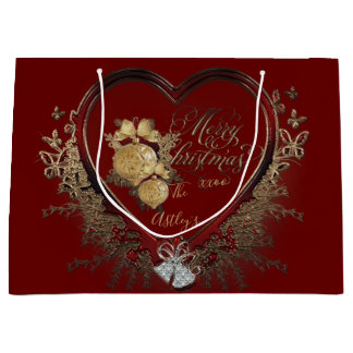 Elegant Red-Gold Victoriaans Heart, aangepast Groot Cadeauzakje