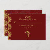 Elegant Red & Gold Vinayaka Wedding RSVP (Voorkant / Achterkant)