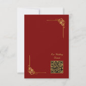 Elegant Red Gold Wedding Event QR Code RSVP Kaartje (Voorkant)