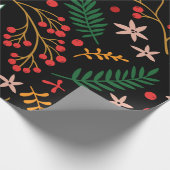Elegant Red Green kerst Holly Berries Gift Cadeaupapier (Hoek)