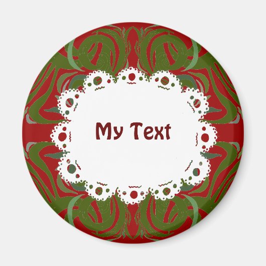 Elegant Red Green Pattern en Lace Magneet (Voorkant)