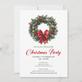Elegant Red Green Pine Wreath Party Invitation (Devant)
