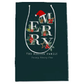 Elegant Red Green White Merry kerstval Medium Cadeauzakje (Voorkant)