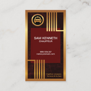 Elegant Red Grunge Golden Borders Taxi Chauffeur Visitekaartje