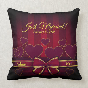 Elegant Red Hearts en Ribbon Wedding Kussen