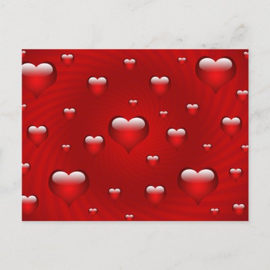 Elegant Red Hearts Love Valentijn Briefkaart (Voorkant)