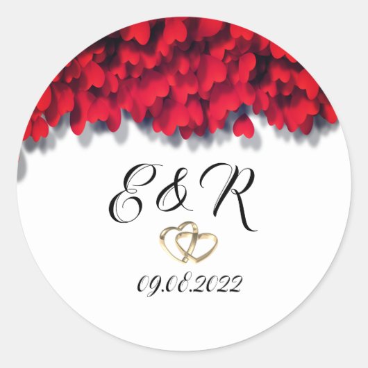 Elegant Red Hearts Ronde Sticker (Voorkant)