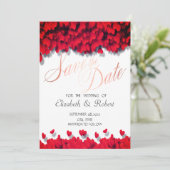 Elegant Red Hearts Save The Date (Staand voorkant)