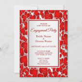Elegant Red Hearts Verloving Invitation Kaart (Voorkant)