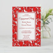 Elegant Red Hearts Verloving Invitation Kaart (Staand voorkant)