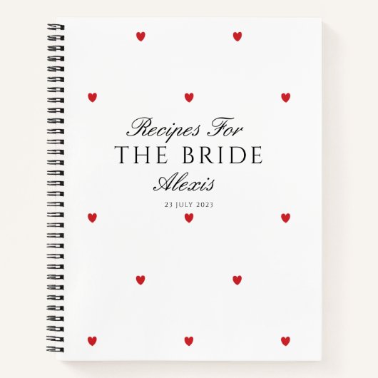 Elegant  Red Hearts Vrijgezellenfeest Recept Notitieboek (Voorkant)