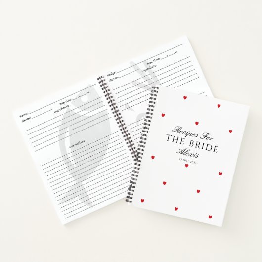 Elegant Red Hearts Vrijgezellenfeest Recept Notitieboek (Binnen)