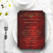 Elegant Red Holly kerstbruiloft Kaart