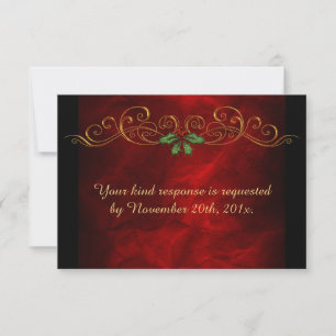 Elégant Red Holly Noel Mariage RSVP