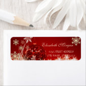 Elegant Red Kerstbal, Snowflakes Label (Insitu)