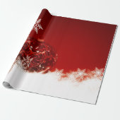 Elegant Red Kerstbal, Snowfleks Holiday Cadeaupapier (Uitgerold)
