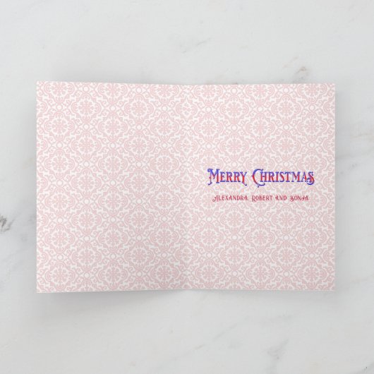 Elegant Red Kerstboom - Gepersonaliseerde Snowflak Feestdagen Kaart (Binnen)