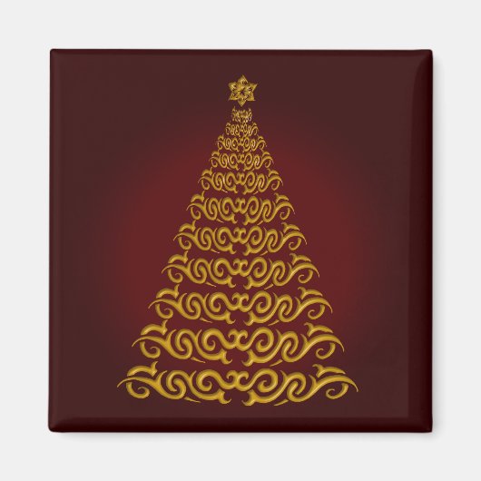 Elegant Red Kerstboom Magnet Magneet (Voorkant)