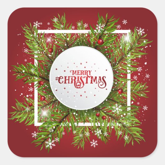 Elegant Red Kerstfeestdag | STICKER (Voorkant)