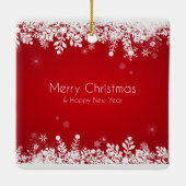 Elegant Red Kerstfeestdag | Versiering Keramisch Ornament (Achterkant)