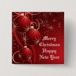 Elegant Red Kerstmis Vierkante Button 5,1 Cm