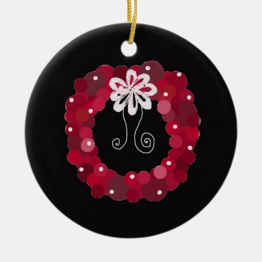 Elegant Red Kerstmis Wreath Keramisch Ornament (Voorkant)