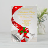Elegant Red Loop Silver Bells Uitnodiging tot Kers (Staand Voorkant)