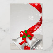 Elegant Red Loop Silver Bells Uitnodiging tot Kers (Achterkant)