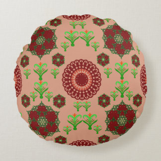 Elegant Red Mandala Geometric Bedroom & Home Texti Rond Kussen