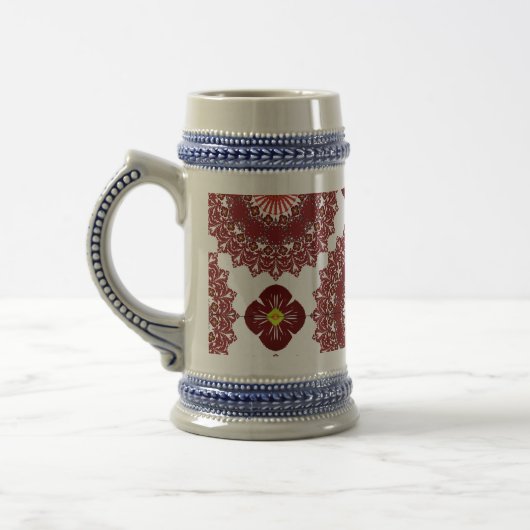 Elegant Red Mandala Pattern Beer Stein – Artistic  Bierpul (Links)