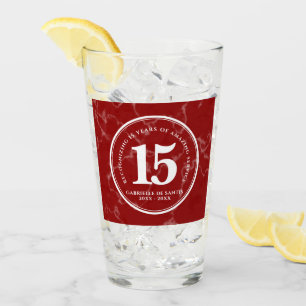 Elegant Red Marble 15 jaar Jubileum Glas