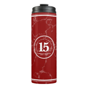 Elegant Red Marble 15 jaar Jubileum Thermosbeker