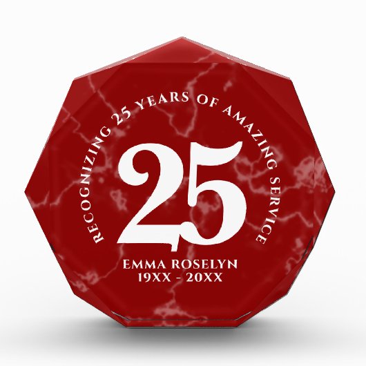 Elegant Red Marble 25 jaar Jubileum Fotoblokken (Voorkant)