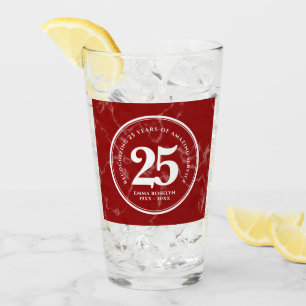 Elegant Red Marble 25 jaar Jubileum Glas