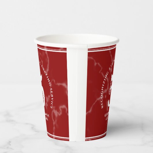 Elegant Red Marble 5 jaar Jubileum Papieren Bekers (Rechts)