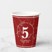 Elegant Red Marble 5 jaar Jubileum Papieren Bekers (Voorkant)