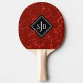 Elegant Red Marble Black Diamond Monogram Tafeltennisbatje (Voorkant)