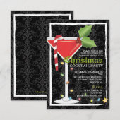 Elegant Red Martini Kerstmis cocktail Party Kaart (Voorkant / Achterkant)