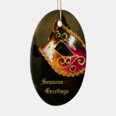 Elegant Red Masquerade Mask Holiday Ornament (Rechts)