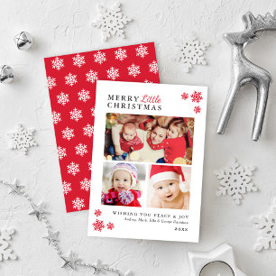 Elegant Red Merry Little kerstfoto Collage Feestdagenkaart