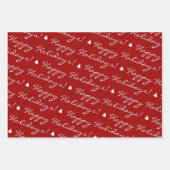 Elegant Red Merry Prettige feestdagen Script Inpakpapier Vel (Voorkant 3)