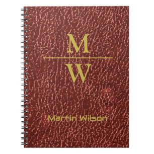 Elegant Red Monogrammed Luxe Kijk Gold Lettering Notitieboek