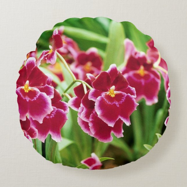 Elegant Red Orchid Rond Kussen (Voorkant)