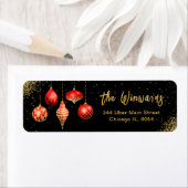 Elegant Red Ornament Christmas Etiket (Insitu)