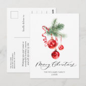 Elegant Red Ornament Merry Kerstfeestdag Briefkaart (Voorkant / Achterkant)