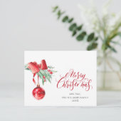 Elegant Red Ornament Merry Kerstfeestdag Briefkaart (Staand voorkant)