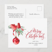 Elegant Red Ornament Merry Kerstfeestdag Briefkaart (Voorkant / Achterkant)