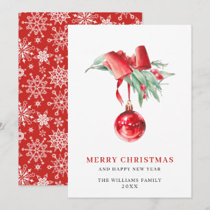 Elegant Red Ornament Merry kerstgroet Feestdagenkaart